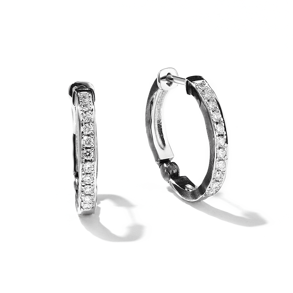 ENプラチナノワールパヴェダイヤモンドフープピアス - Mens