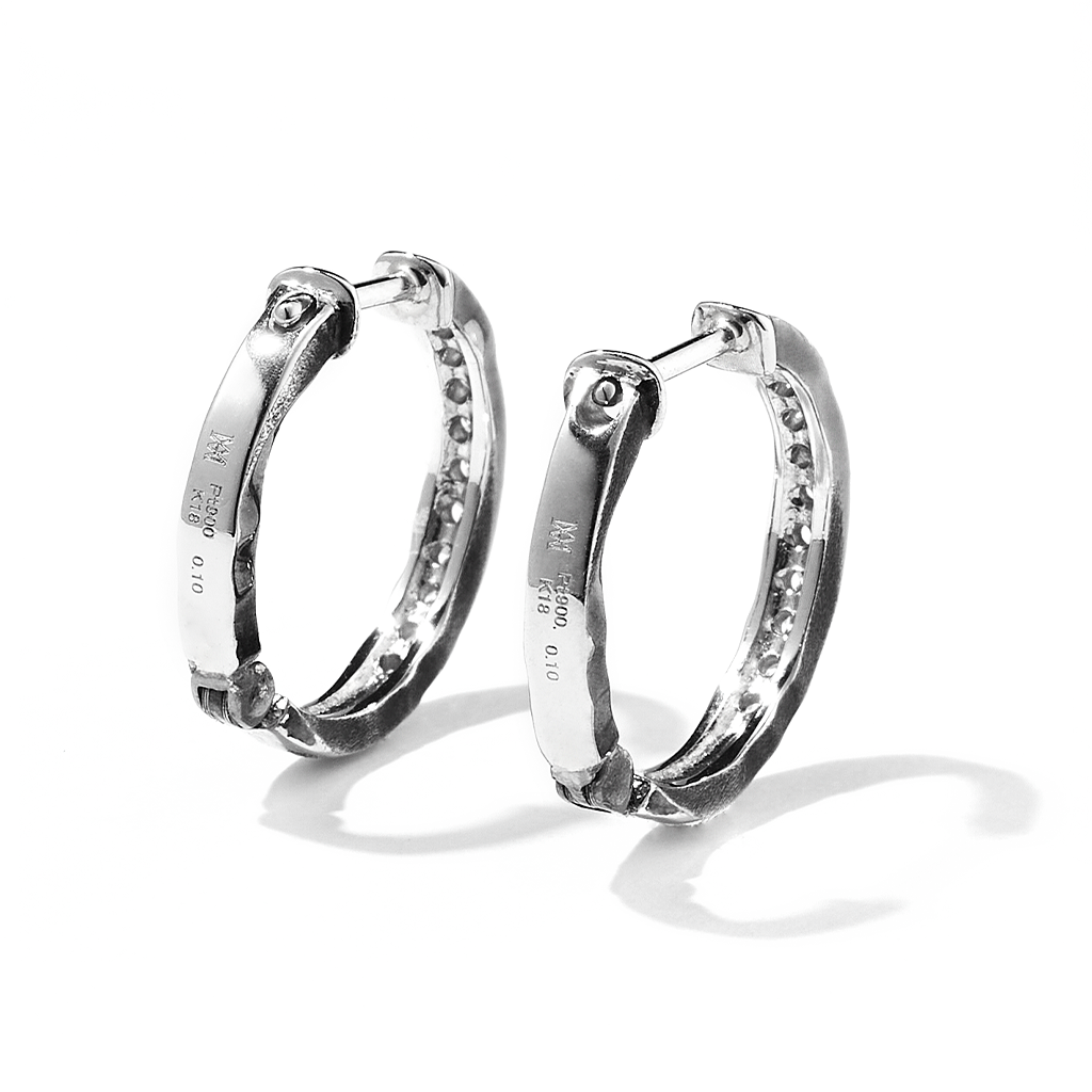 ENプラチナノワールパヴェダイヤモンドフープピアス - Mens