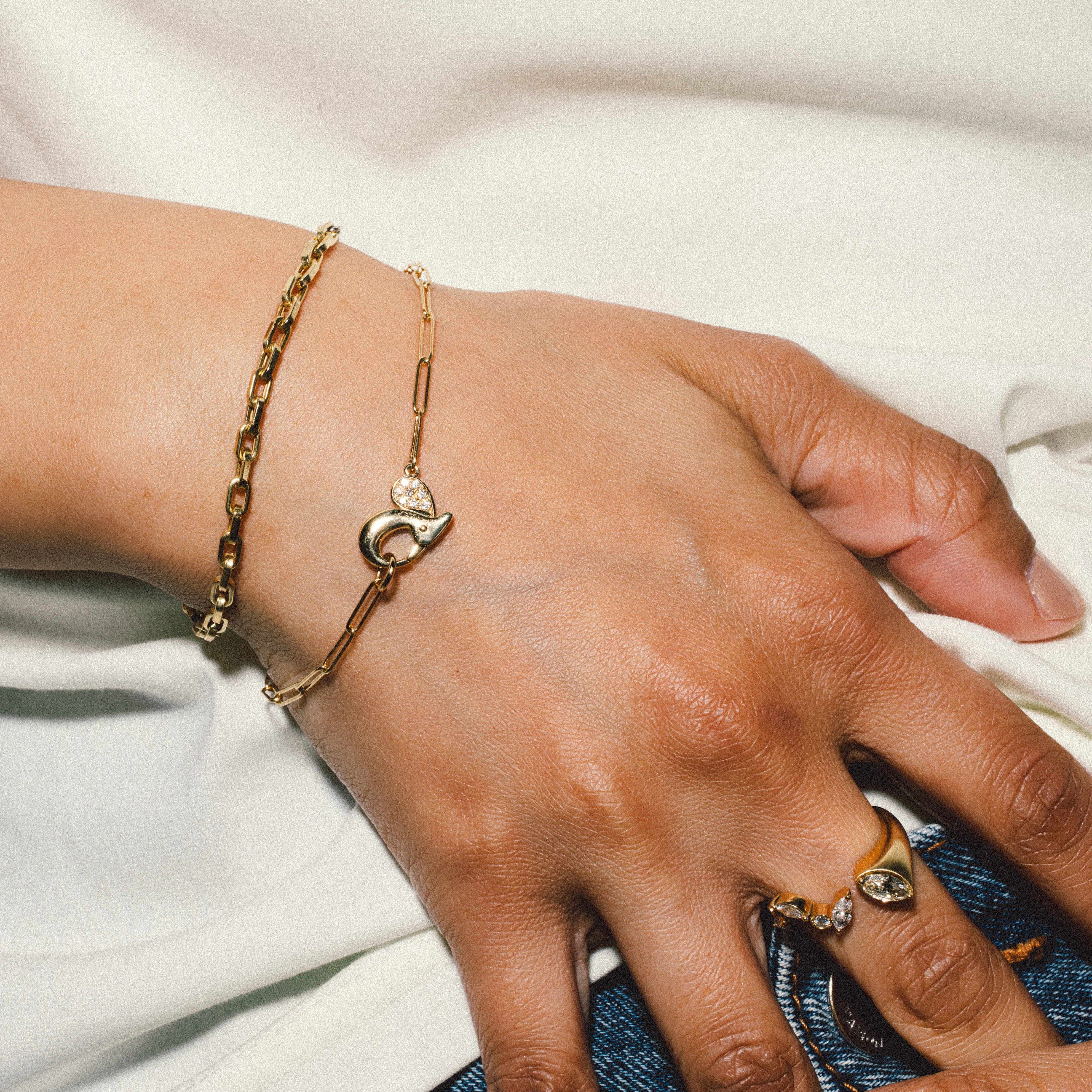 デュオハートチェーンブレスレット