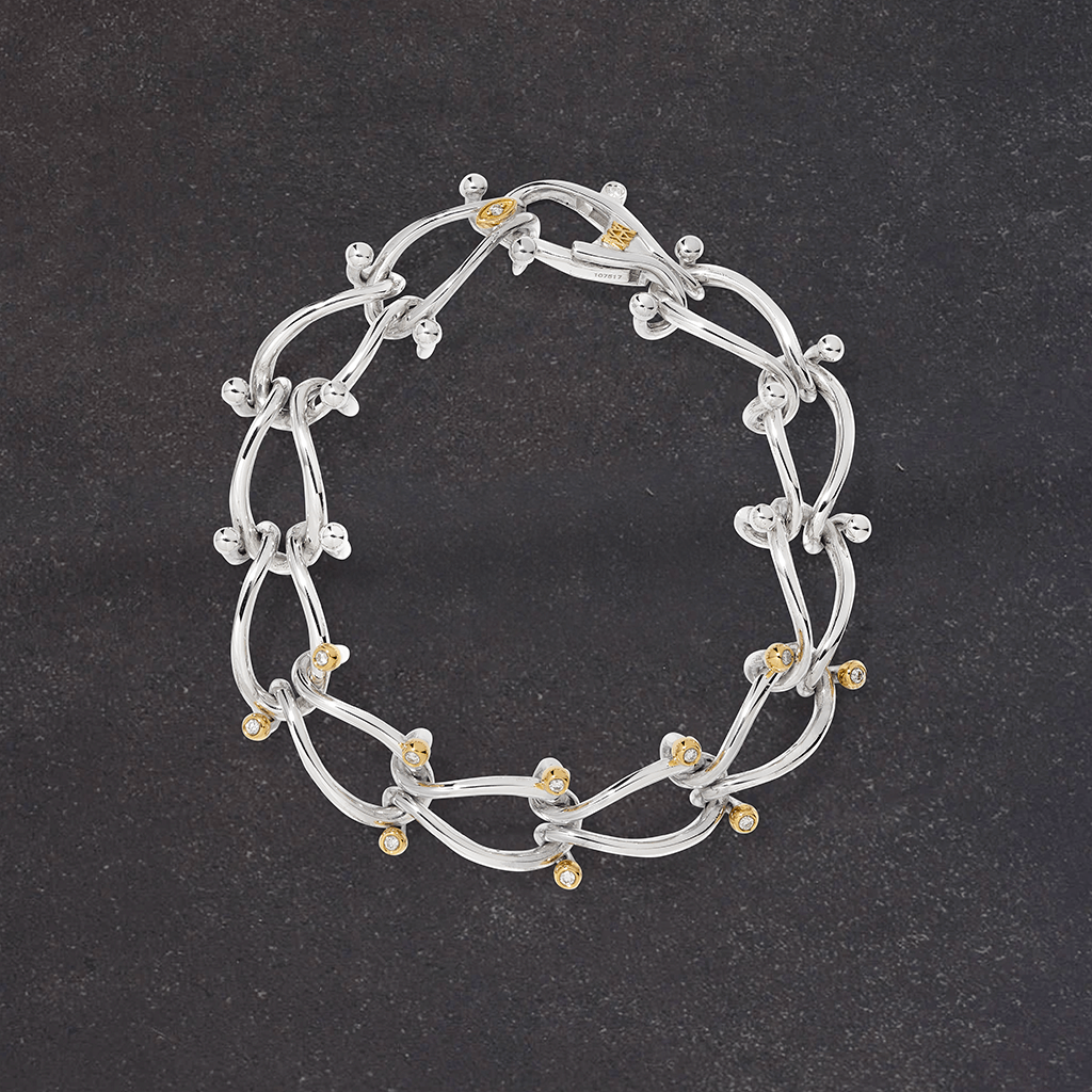 HASSOUパズルデュオチェーンダイヤモンドブレスレット - Mens