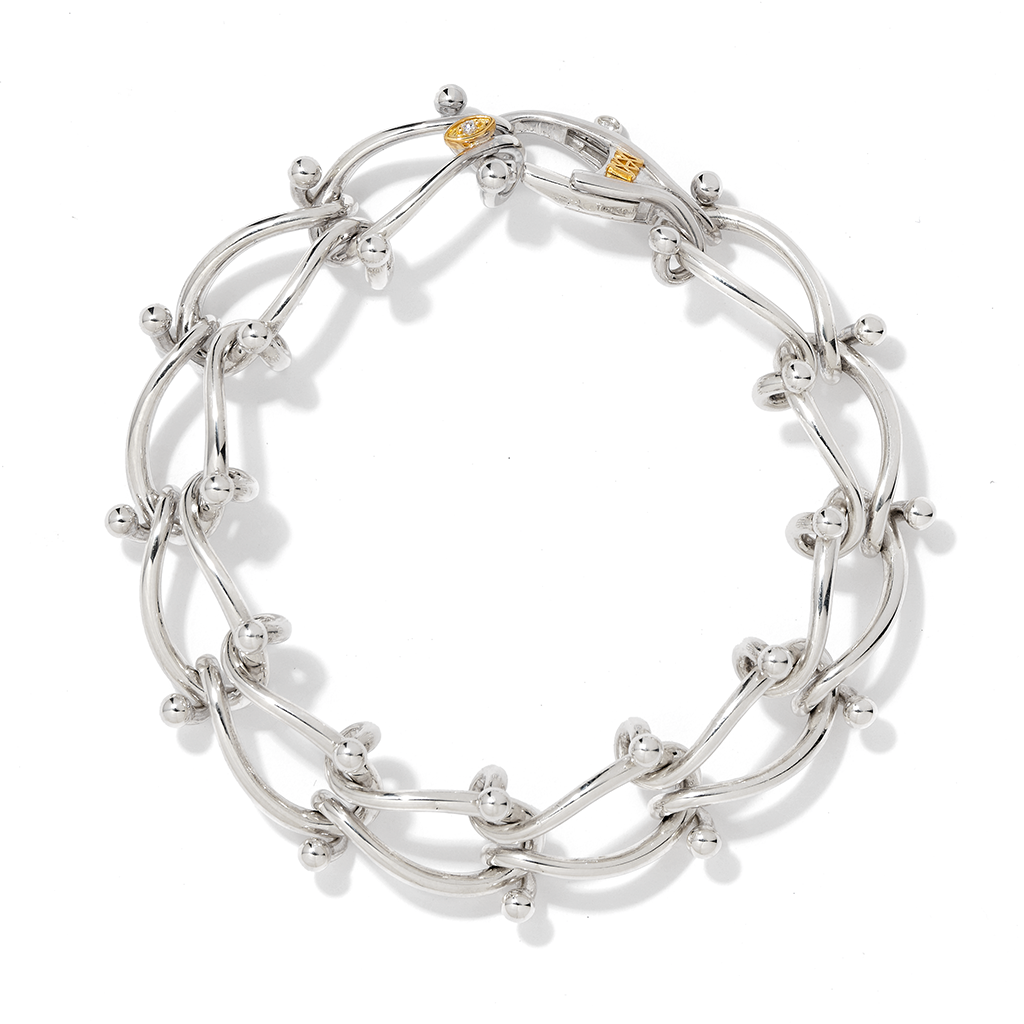 HASSOUパズルチェーンシルバーブレスレット - Mens