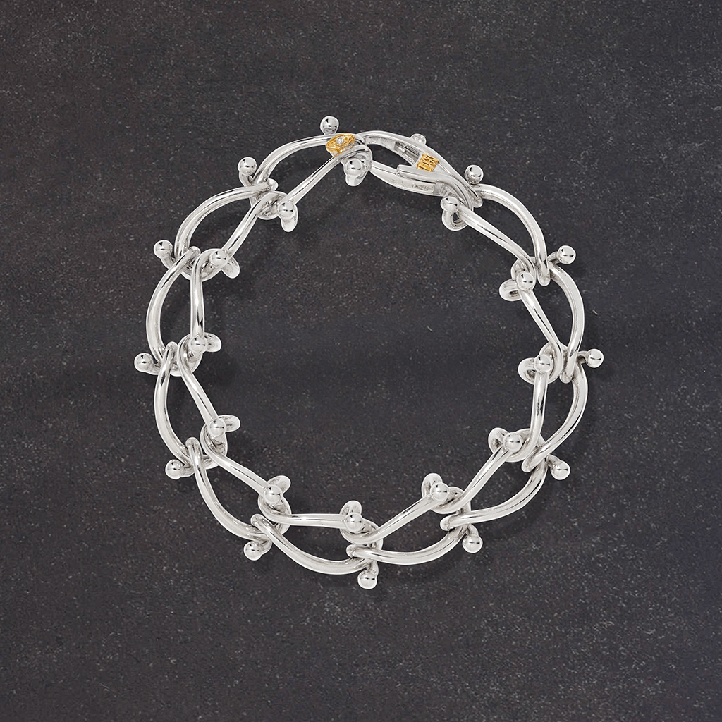 HASSOUパズルチェーンシルバーブレスレット - Mens