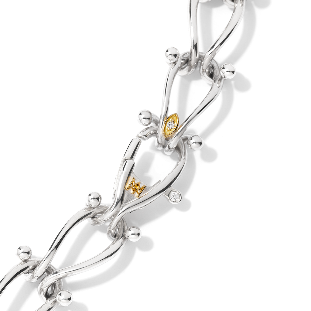 HASSOUパズルチェーンシルバーネックレス - Mens