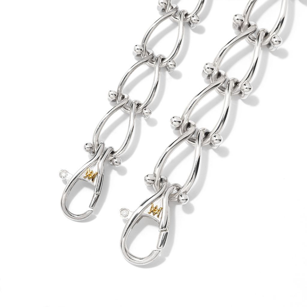 HASSOUパズルチェーンシルバーネックレス - Mens