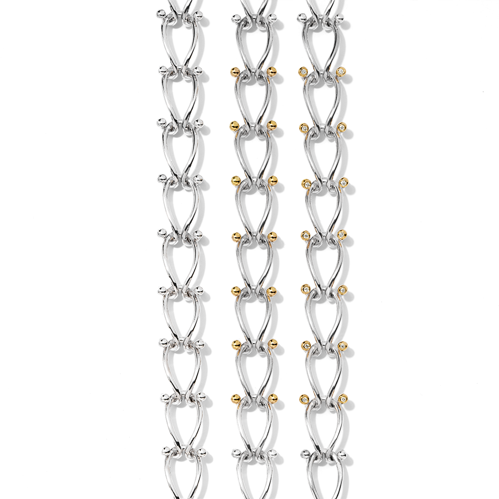 HASSOUパズルチェーンシルバーネックレス - Mens