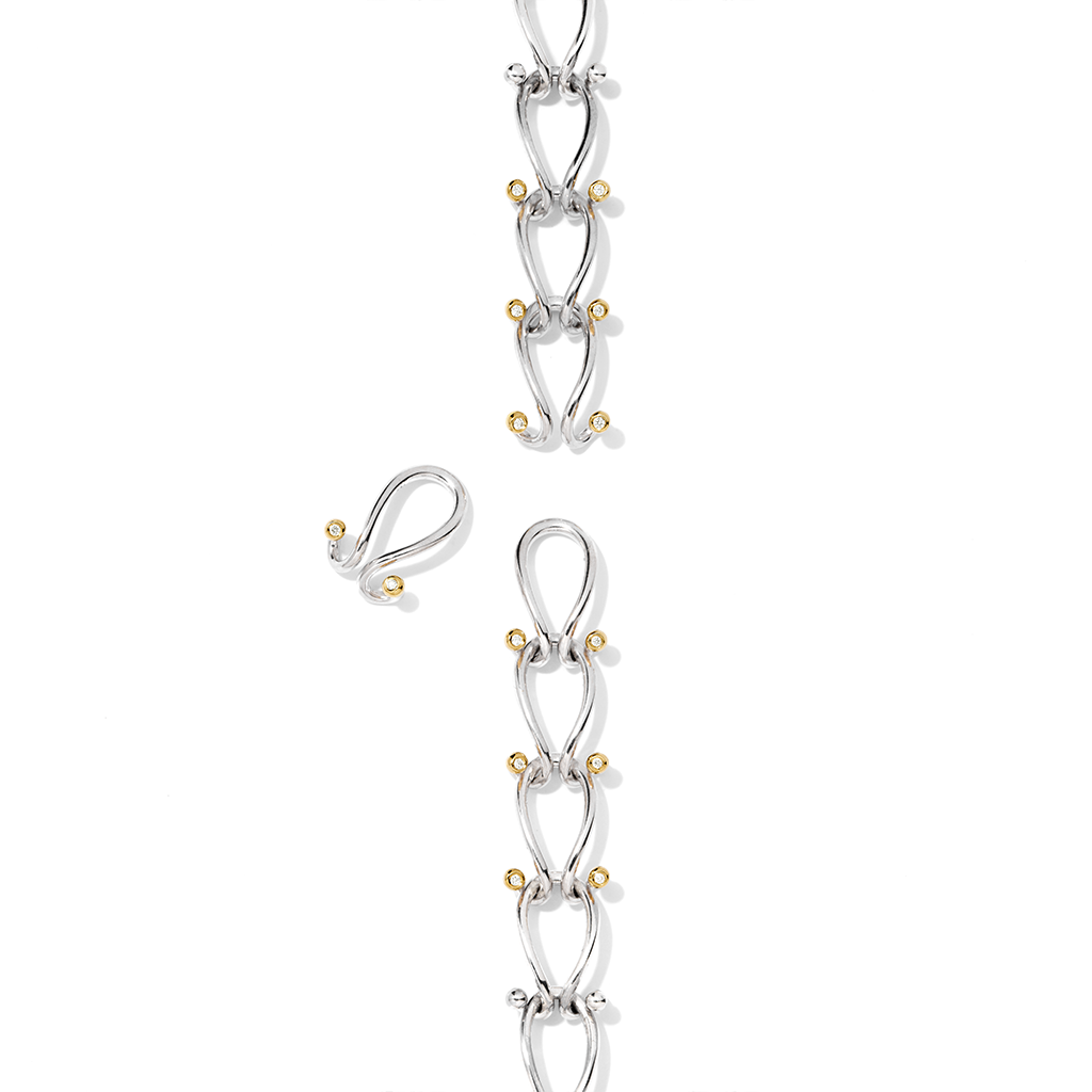 HASSOUパズルチェーンシルバーネックレス - Mens