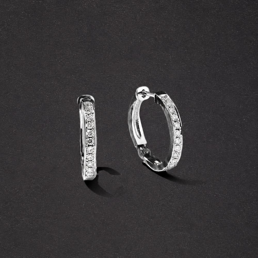 ENプラチナノワールパヴェダイヤモンドフープピアス - Mens