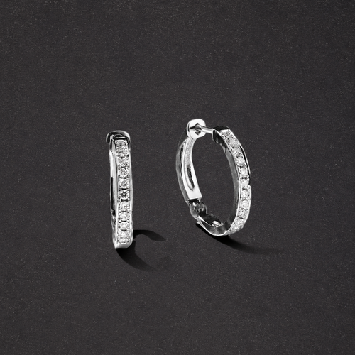 ENプラチナノワールパヴェダイヤモンドフープピアス - Mens