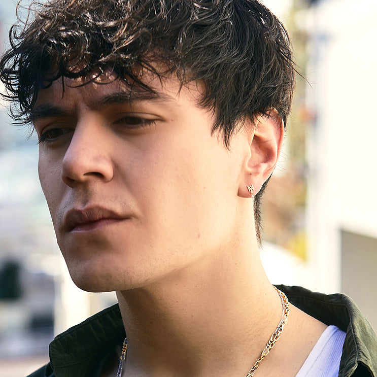 エンブレムダイヤモンドスタッズピアス - Mens