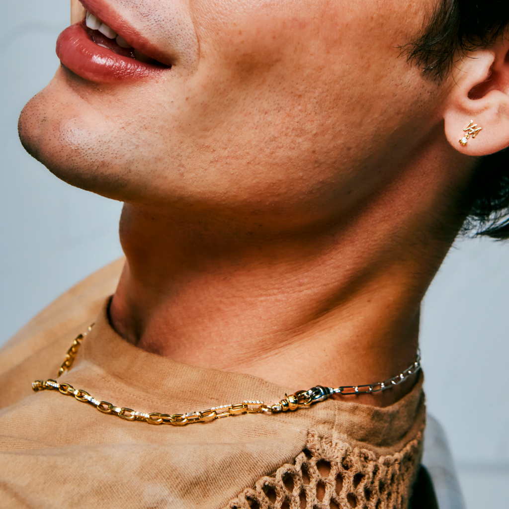 エンブレムダイヤモンドスタッズピアス - Mens