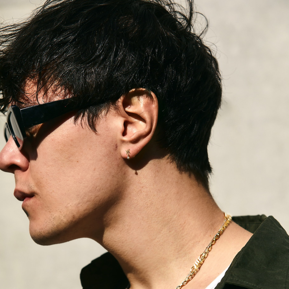 エンブレムダイヤモンドスタッズピアス - Mens