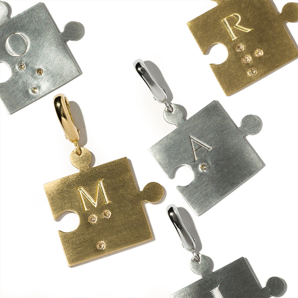 点字ダイヤモンドパズルチャーム WG - Mens